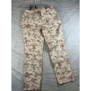 LOFT Women's Beige Floral‎ Print Straight Leg Pants Size 4